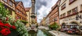 Beautiful view of the historic town of Rothenburg ob der Tauber with fountain, Franconia, Bavaria, Germany Royalty Free Stock Photo