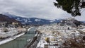 Beautiful view of the Hohensalzburg Castle Salzburg, Austria on a snowy winter day Royalty Free Stock Photo