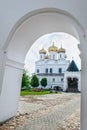 Beautiful view of the Holy Trinity Ipatiev monastery in Russia in the city of Kostroma on the Volga