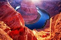 Beautiful view on Horseshoe place in Arizona. Panoramic Horeseshoe Bend. Glen Canyon on Arizona. Landscape at Horseshoe Royalty Free Stock Photo