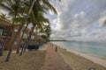 Beautiful view of hotel buildings along ocean  coastline on early morning. Royalty Free Stock Photo