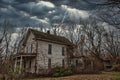 Beautiful view of a house under the stormy gray sky with lightnings Royalty Free Stock Photo
