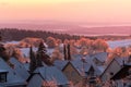 Beautiful view of the houses covered in snow in Schotten town