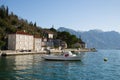 Beautiful view of the houses on the waterfront in Perast