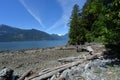 Beautiful view of the Howe Sound from the rocky beach at Furry Creek, British Columbia, Canada Royalty Free Stock Photo