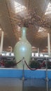Beautiful view of a huge flower vase place in a big hall