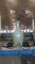 Beautiful view of a huge flower vase place in a big hall