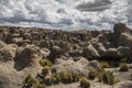 Beautiful view of huge rock formations with a cloudy blue sky in the background Royalty Free Stock Photo