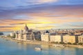 Beautiful view of the Hungarian Parliament and the chain bridge in Budapest, Hungary Royalty Free Stock Photo