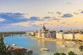 Beautiful view of the Hungarian Parliament and the chain bridge in Budapest, Hungary Royalty Free Stock Photo