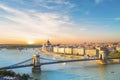 Beautiful view of the Hungarian Parliament and the chain bridge in Budapest, Hungary Royalty Free Stock Photo