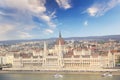 Beautiful view of the Hungarian Parliament on the Danube waterfront in Budapest, Hungary Royalty Free Stock Photo