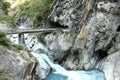 Beautiful view of the Ice blue river and the bridge over it in Tianxiang, Hualien, Taiwan