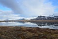 Beautiful View of Icelandic Mountans Reflecting in Water Royalty Free Stock Photo
