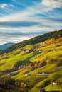 Val di Funes in the Dolomites at sunset, South Tyrol. Italy