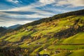 Val di Funes in the Dolomites at sunset, South Tyrol. Italy