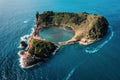 Beautiful view of the Ilheu de Vila Franca Islet in Portugal Royalty Free Stock Photo