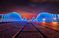 Beautiful view of an illuminated bridge in the evening in Dubai, United Arab Emirates