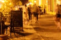 Beautiful view of illuminated street cafe in Tbilisi at night Royalty Free Stock Photo