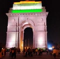 View of India Gate at night time. Delhi India