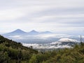 beautiful view of Indonesian mountain merbabu in the morning
