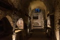 Beautiful view of the interior of Catacombs of San Gennaro, Rione Sanita in Naples, Italy