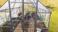 Beautiful view of interior of greenhouse with preparations for planting seedlings.