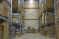 Beautiful view interior of storage warehouse. Warehouse store concept. Royalty Free Stock Photo