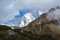 Beautiful view of the Jannu Mount on the way to Khambachen village. Kangchenjunga, Nepal