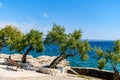 Beautiful view of the Jezinac beach at the foot of Marjan hill in Split, Croatia