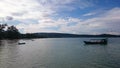 Beautiful view of a khmer fisherman boat in the bay of the island Koh Rong Samloem