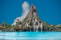 Beautiful view of Krakatau volcano and waterfalls at Volcano Bay in Universal Studios area Royalty Free Stock Photo