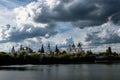 A beautiful view of the Kremlin Izmailovo through a silver-grape pond