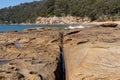 Beautiful view of the Ku-ring-gai Chase National Park down to Flint and Steel Beach, Australia Royalty Free Stock Photo