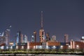 Beautiful view of Kuwait liberation tower behind the industrial area