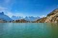 beautiful view from lac blanc to the mont blanc massif in the french alps.Destination for hiking. Aiguilles von Chamonix Royalty Free Stock Photo