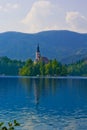 Beautiful view of lake bled in autumn in Slovenia Royalty Free Stock Photo