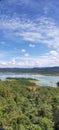 a beautiful view on a lake filled with water and has a clear sky Royalty Free Stock Photo