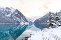 Beautiful view of Lake Louise in winter. Banff National Park, Alberta, Canada. Royalty Free Stock Photo