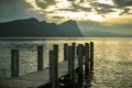 Beautiful view on Lake Luzern and Swiss Alps as seen from village of Vitznau