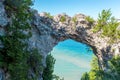 Beautiful view of Lake Michigan from Arches rock on Mackinac Island