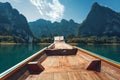 Beautiful view of the lake and mountains of national park from the boat Royalty Free Stock Photo