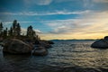 Beautiful view of Lake Tahoe at sunset in the USA. Royalty Free Stock Photo