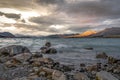 Sunset, Lake Tekapo and Mountains, New Zealand Royalty Free Stock Photo