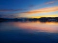 Beautiful view of the lakes at sunset in Klagenfurt in Austria