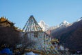 Beautiful view of Lama Monastery Temple in Changping valley ,Siguniangshan National Park, Sichuan Province, China Royalty Free Stock Photo