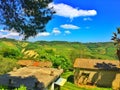 Beautiful view of the landscape with a house in Tuscany, Italy Royalty Free Stock Photo