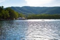 LANDSCAPE OF LAKE OF BANYOLES IN GIRONA SPAIN Royalty Free Stock Photo