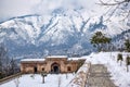 A beautiful view landscape of Pari Mahal in winter season, srinagar, kashmir, india