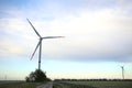 View of landscape with wind turbine. Alternative energy source Royalty Free Stock Photo